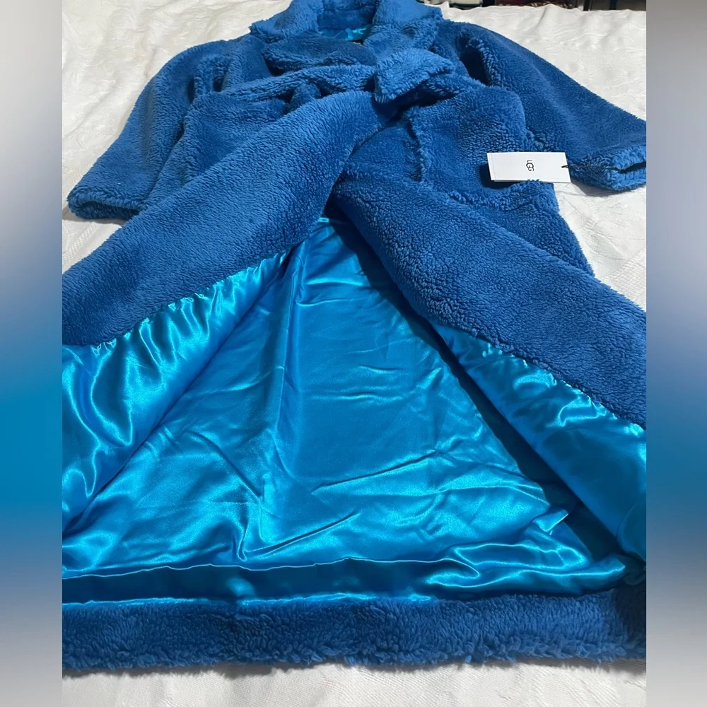 NWT UGG Alesandra Faux Fur Sherpa Teddy Long‎ Wrap Coat in Night Sky